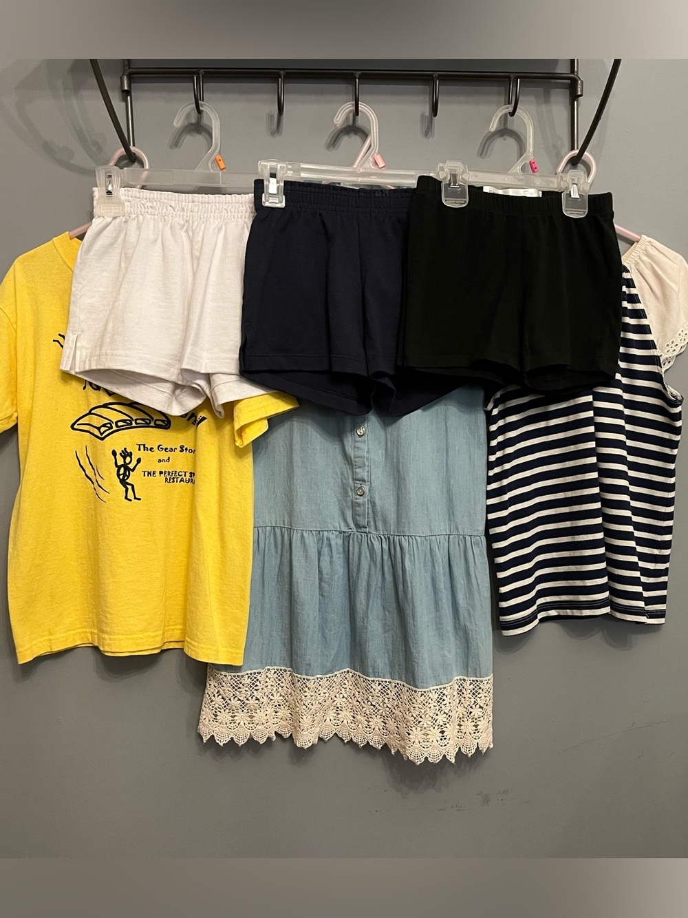 Lot of Girls Size 10 Clothes: 2 Tops, 1 Dress and 4 Pair Shorts